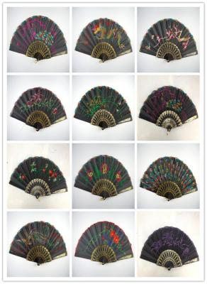 Black dry embroidered fan
