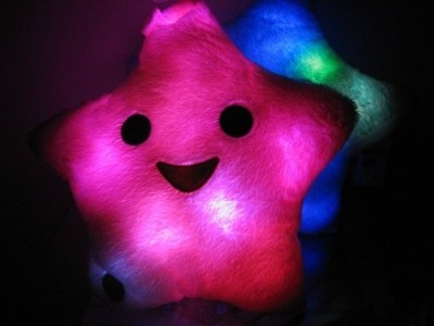 Colorful music luminescence pillow star smiling face pillow plush toy