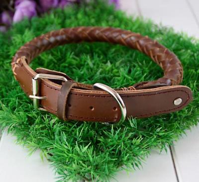 Dongda | export hot twist knit collar with leather pet products pet wholesale leather collar collar