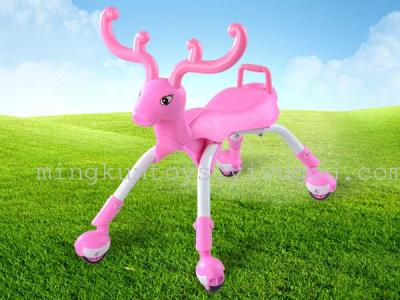 Children slide Walker ride on-pink cartoon deer 318