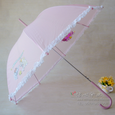 Translucent children umbrella cartoon pattern umbrella curved handle straight rod umbrella XH-811