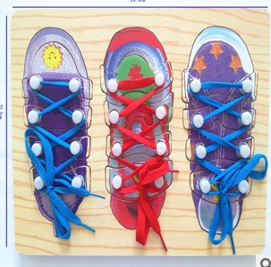 Early education type toy combination tie shoelace wooden tie plywood parent-child educational toys