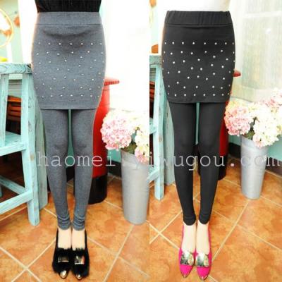 Magnesium Howe clothing factory outlets two warm pants skirts and rhinestones warm skirt leggings cotton footless tights wholesale