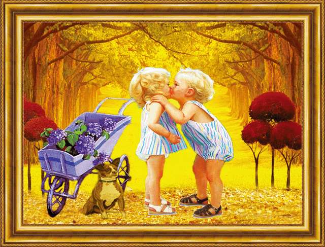 5D0092 Golden childhood (5D cross stitch)