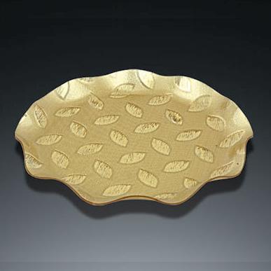 003 Golden leaf fruit plate