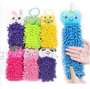 Cartoon hanging chenille coral with towel chenille cartoon towel chenille duster
