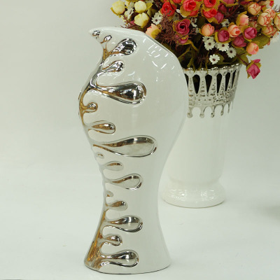 Gao Bo Decorated Home Silver fin Vase Ceramic Vase Ceramic Vase Arrangement craft ceramic vase home furnishings