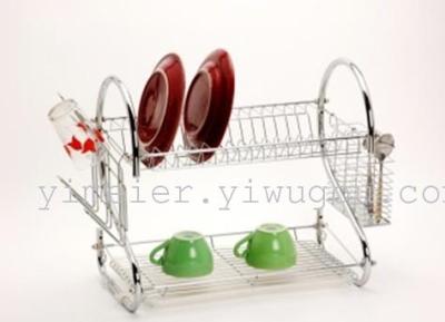 Yi's Good Supply Factory Direct Sales Iron Wire Bowl Rack Two-Layer Bowl Rack Metal Storage Rack