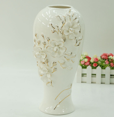 Gao Bo Decorated Home Continental gilt porcelain vase ceramic vase flower floral series Ceramic vases Home Decoration