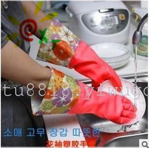1044 Korean luxury even the sleeves of necking in waterproof non-slip gloves mittens velvet flower cuff gloves