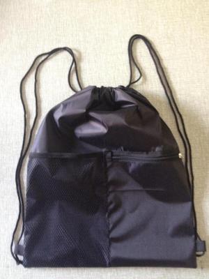 210D Black Oxford Zipper Drawstring Bag