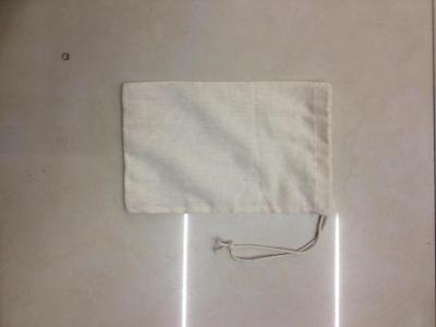 White cotton single drawstring bag