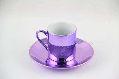 Electroplate 6 cups dish T005 color box ceramic 6 cups dish coffee cup plate 12 gifts