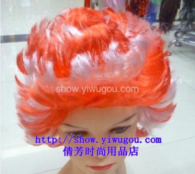 Flowers wig,Short curly hair,Turn up the wig,Double color wig