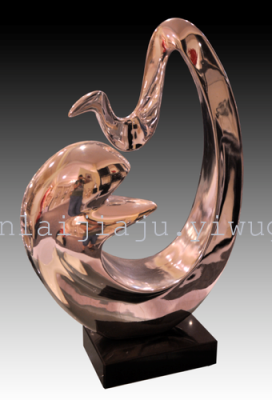 Modern electroplating silver sculpture sculpture art abstract resin crafts dolphins