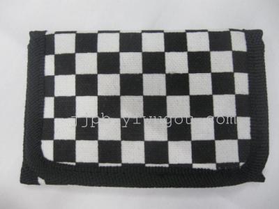 Children's canvas wallet black and white Plaid 10 ammonia production.