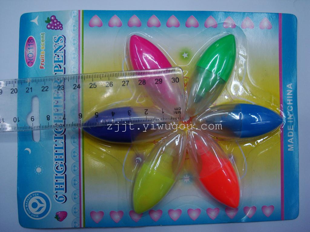 新款韩版彩色荧光笔 中性笔 圆珠笔