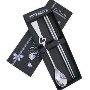 S stainless steel cutlery set creative heart-shaped large spoon chopsticks spoon wedding gifts