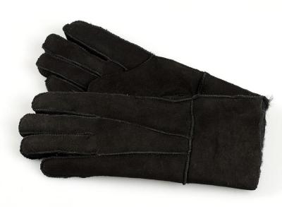 Sheepskin wool fur leather gloves for men machine sewing thick wool riding cold of winter motorcycle gloves