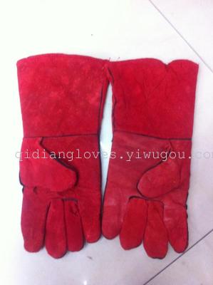 Working gloves, 14-inch welding gloves, red welding gloves