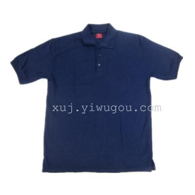 230g Navy Blue polyester cotton collar short sleeve t under lay out fork design laowai Favorites