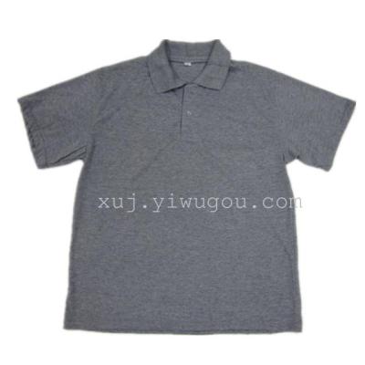 200g casual Lady's linen plain weave polyester/cotton grey half sleeve POLO-shirt 35% cotton 65% polyester