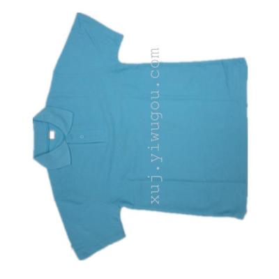 Lake blue mens classic short sleeve collar shirts 230g
