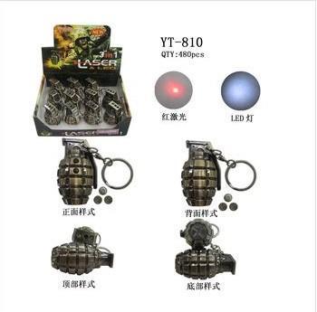 YT-810 grenade Red Laser LED light show small flashlight in one box