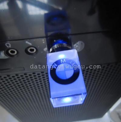 Factory BMW logo USB flash drive u disk LED light USB Crystal Necklace USB drive show gift u disk