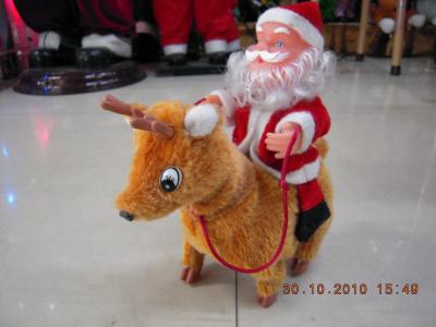 Music riding the deer to walk daily Christmas decorations Christmas red Santa Christmas Hat