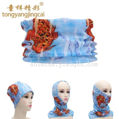 Outdoor gear fishing enthusiasts Riding Hood fish-patterned scarf child-like wonderful smecta FISH turban Hat