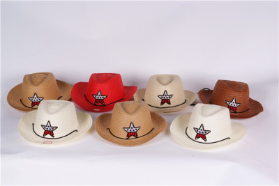 Child Knights straw hat riding caps United States cowboy hat stars Hat baby sunshade