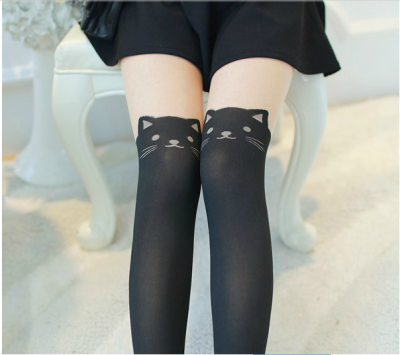 Japanese latest fashion of spring/summer cat tails thigh high tattoo stockings pantyhose