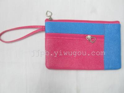 Large dual zipper Ms of mobile coin purse phone package with color waterproof PVC material production.