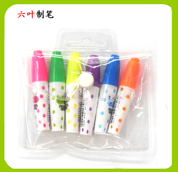 6支PVC袋彩色迷你荧光笔