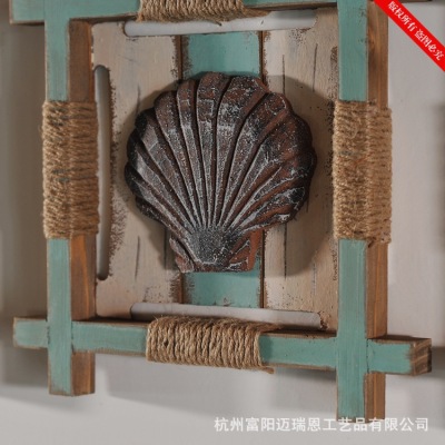 Marine Style Wall Hanging Conch Starfish Scallop Combo Frame MA10973