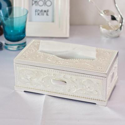 Tissue box glue white metal continental carved silver plated napkin tissue tube dryer