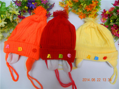 Grass hither ABC children hats the hat button knit baby Hat baby Hat helmet