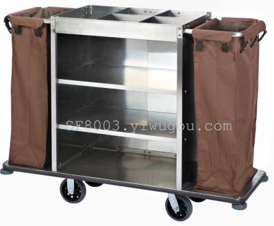 Zheng hao hotel supplies linen car room entrance car room cleaning the car can be disassembled stainless steel room service car