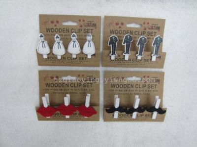"Factory direct" cartoon wood wooden wood clip/Clip/clip/Valentine's day wedding clip