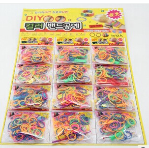 DIY硅胶橡皮筋手环 彩虹夜光皮筋 彩虹皮筋手链 夜光套装