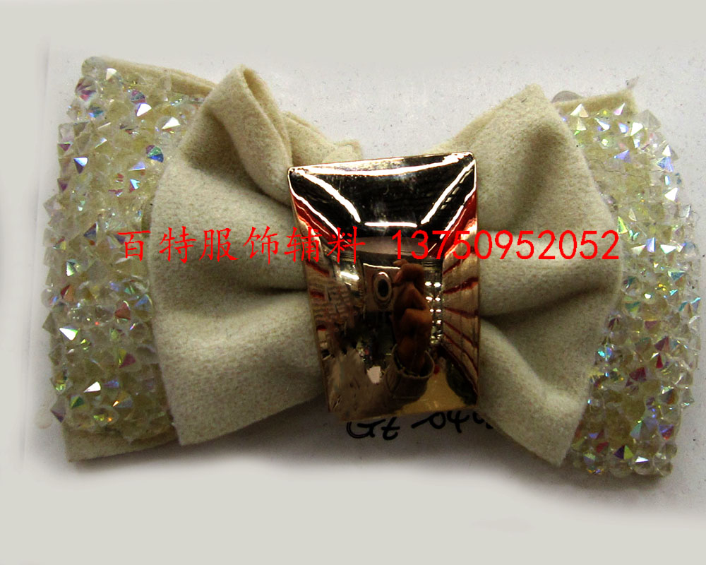 订做 义乌烫钻绒布鞋花 精品鞋扣鞋饰 蝴蝶结 