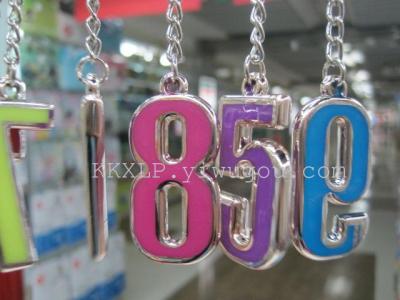 Cheap wholesale acrylic key ring digital pendant plated Arabic numerals in Chinese digital key chain