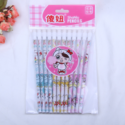 Creative Gift Pen Cartoon Wooded New Pencil with Rubber Sleeve Pencil Learning