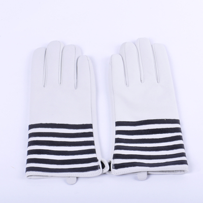 Direct wholesale leather gloves ladies Sheepskin glove fingerless gloves women's striped skin anti-slip