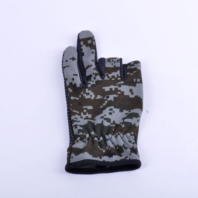 Car rider camouflage camouflage fishing elastic breathable sunscreen three finger gloves.