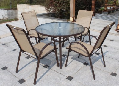 Outdoor leisure furniture suite the balcony, wrought iron thickened textilene garden furniture outdoor table and chairs