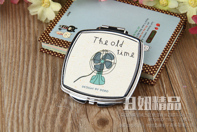 Cute cartoon mirrors flip up mirror rounded iron mirror with mirror makeup mirror