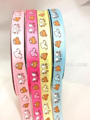 Ribbon Polyester Thread Cartoon Printed Tape Bear Printed Headdress Printed Tape Gift Packing Tape