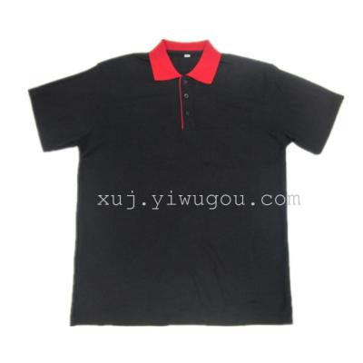 Black Lady's t-shirt red-collar polyester/cotton casual men's business printed POLO shirts